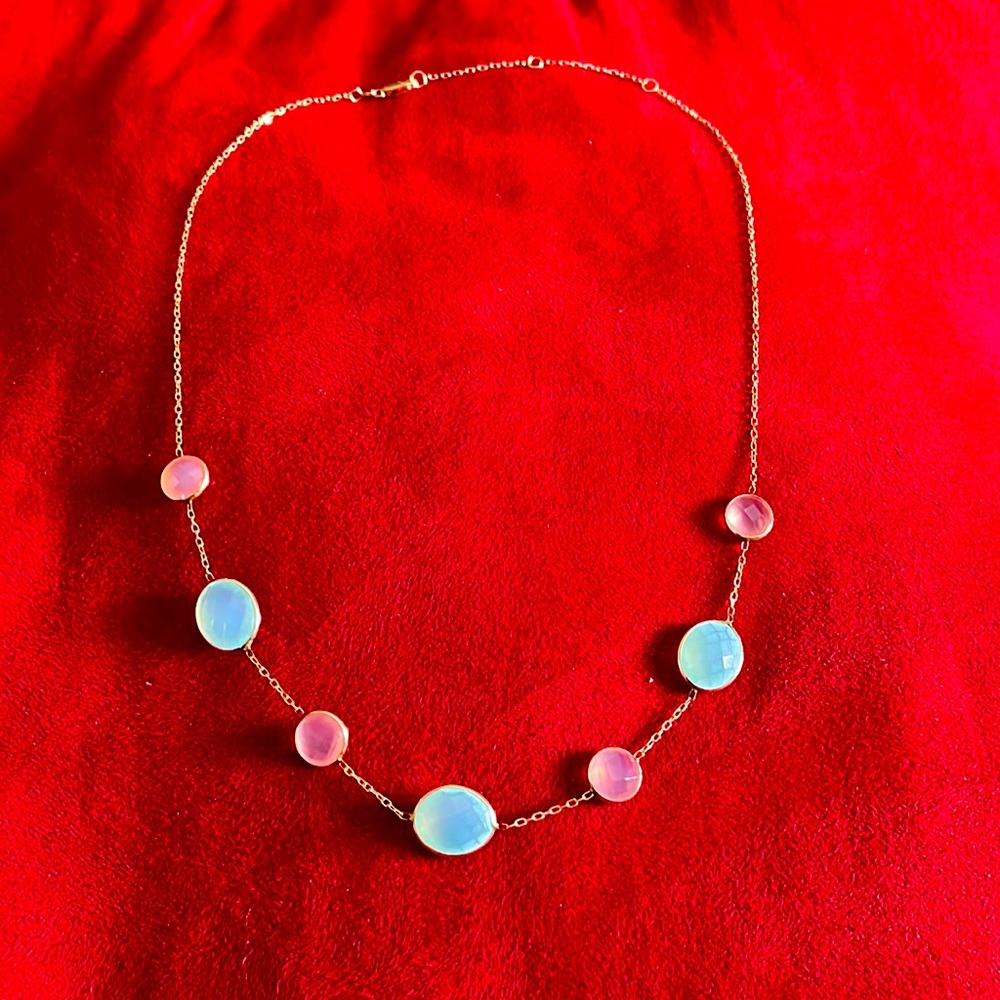 14k gold necklace semi precious stones